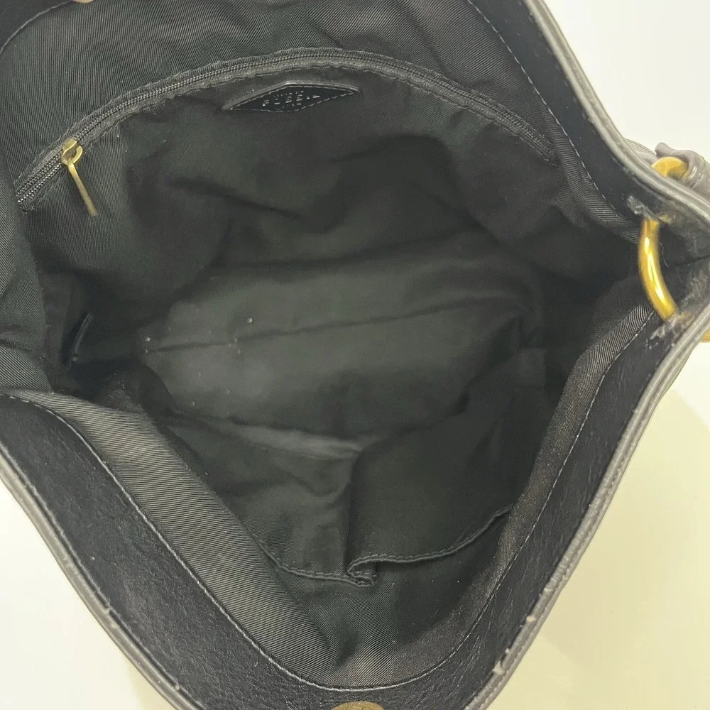 Fossil Lane North South Black‎ Pebbled Leather Hobo HandBag Purse Buttery Soft